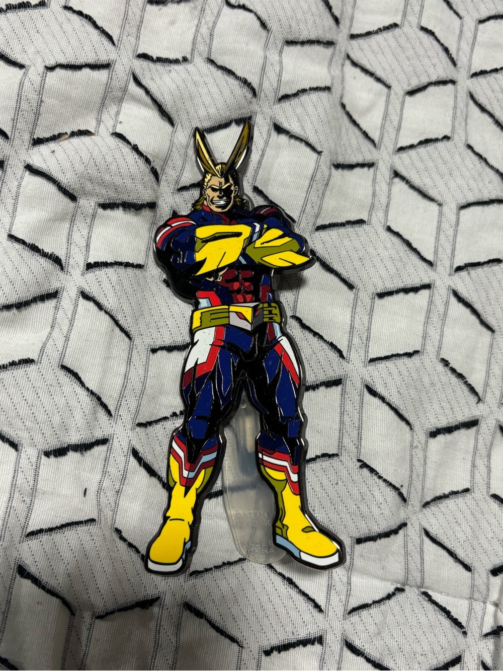 All Might Character FigPin- Yellow/Blue Comic Hero Design